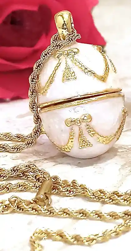 Designer Faberge-Style Egg Necklace Pendant Faberge Egg style Enamel egg Faberge Eggs Pendant + Bracelet Austrian Crystal 24k Christmas Mom gift 