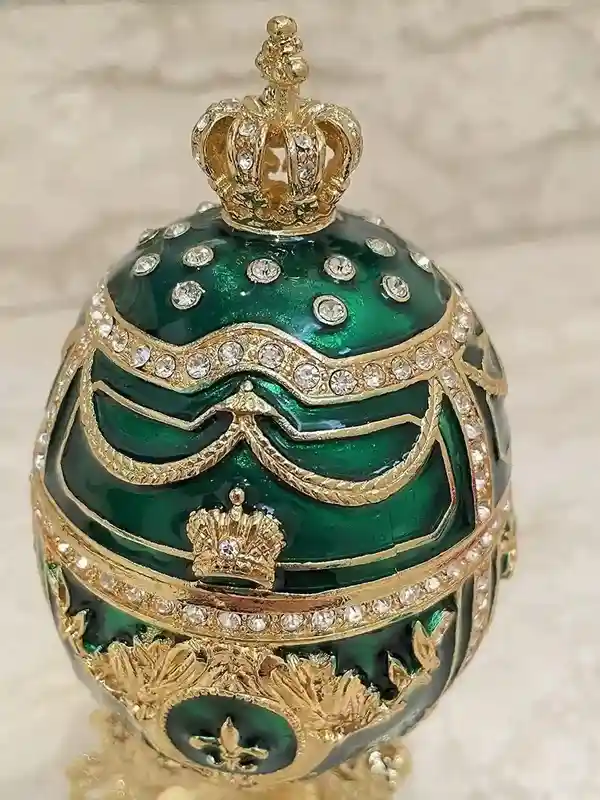 Stunning Faberge-Style Egg Green Handmade Gift for her - Home Decor Gift for women - Faberge Egg Trinket Faberge egg Unique Jewelry Box Bday Gifts 