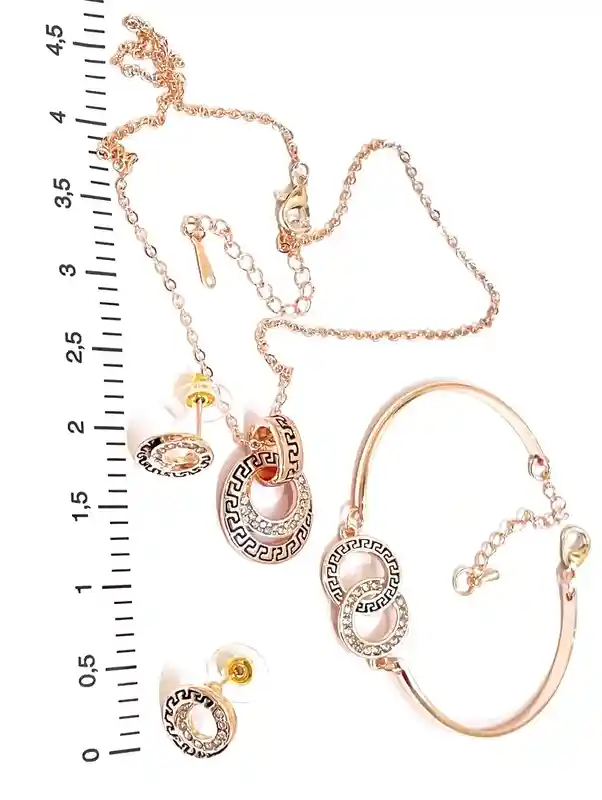 24k Rose Gold Antique Jewelry Set Eternity Necklace Infinity Earrings Eternity bracelet Handmade Jewellery Unique Graduation gifts for her 