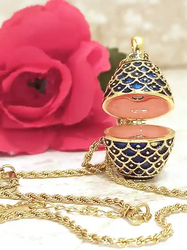 Faberge-Style Egg Jewelry box, Plus Faberge NECKLACE, Austrian Crystal Sapphire BRACELET, 24k GOLD, Musical, Graduate, Birthday Gift Wife New Mom 