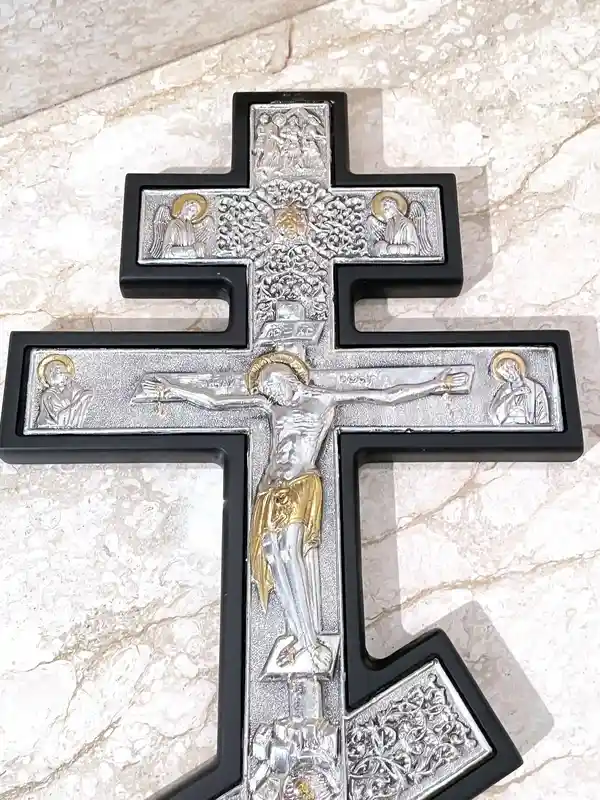 1990 Vintage ORIGINAL Mount Athos Russian Orthodox Cross Crucifix Byzantine Cross SOLID Sterling Silver Crucifix for Wall Cross Christian 