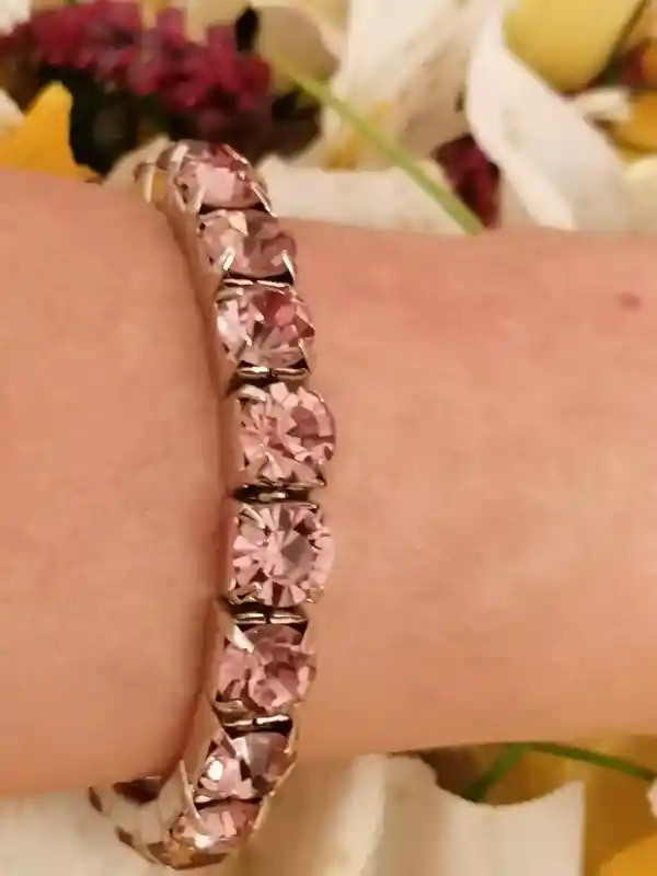 18k White Gold Pink Pink Tennis Bracelet 8mm Pink Bridesmaid Jewelry gift for her Pink Topaz Jewelry Bracelet for Girls Graduation Handmade 