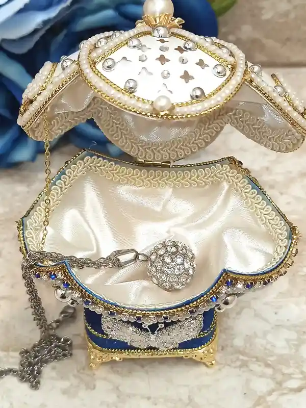 ONE of a kind Vintage SILVER Butterfly box FABERGE-Style egg style + Silver Faberge Necklace + Bracelet + Earrings Austrian Crystal Handset Gift 