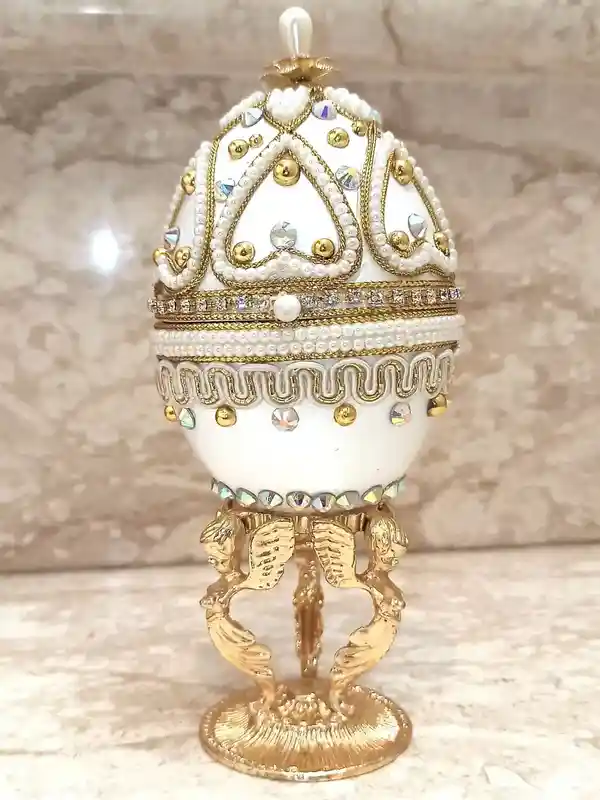 5ct, Angel, Baptism Cross Box, Egg Faberge-Style, Guardian Angel Ornament, First Communion, Baptism Box, 24k GOLD, Christian Baby, Confirmation 