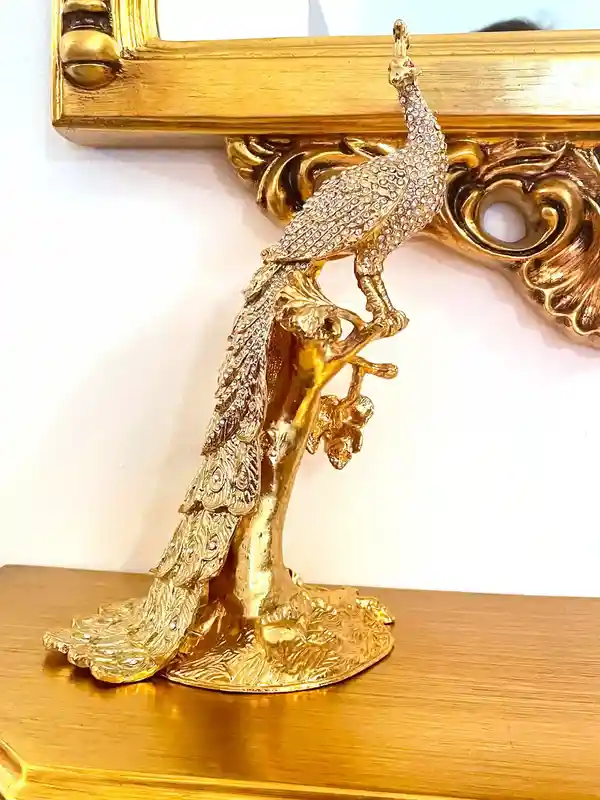 Antique Unique 21st Birthday gift 24k GOLD Large Peacock Lover gift Faberge Egg Handmade Jewelry box 840 Swarovski Diamond Handset 2003 Bday 