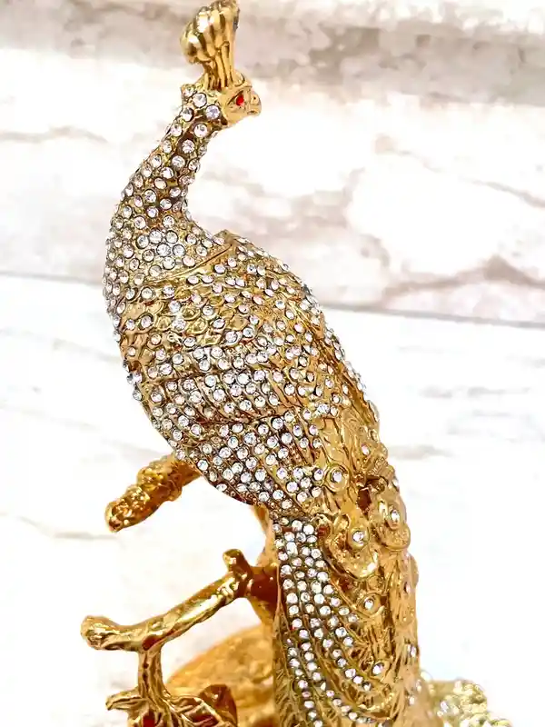 Antique Unique 21st Birthday gift 24k GOLD Large Peacock Lover gift Faberge Egg Handmade Jewelry box 840 Swarovski Diamond Handset 2003 Bday 