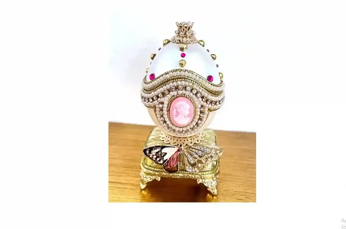 RUBY Luxury Gift for her Faberge-Style Egg & Sterling Silver Jewelry set for women Faberge egg style Decorative Boxes Home Decor Ornament House 