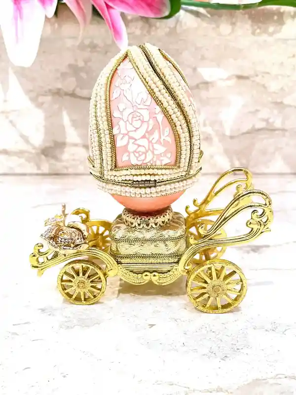 One Ofa Kind Faberge-Style Egg Imperial Egg Antique 1983 Faberge Egg Handcarved Musical Faberge egg Unique gift for wife 40th Birthday Anniversary 