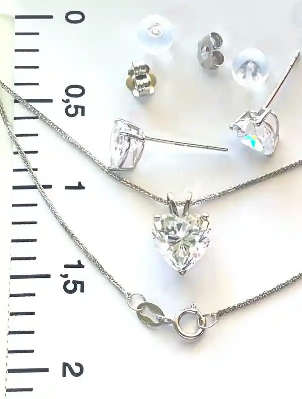 3.5 carat Fine Jewelry SET Heart Diamond Solitaire Pendant Necklace Solitaire Diamond Earrings Engagement Set Bridal Jewelry SOLID 18k GOLD 