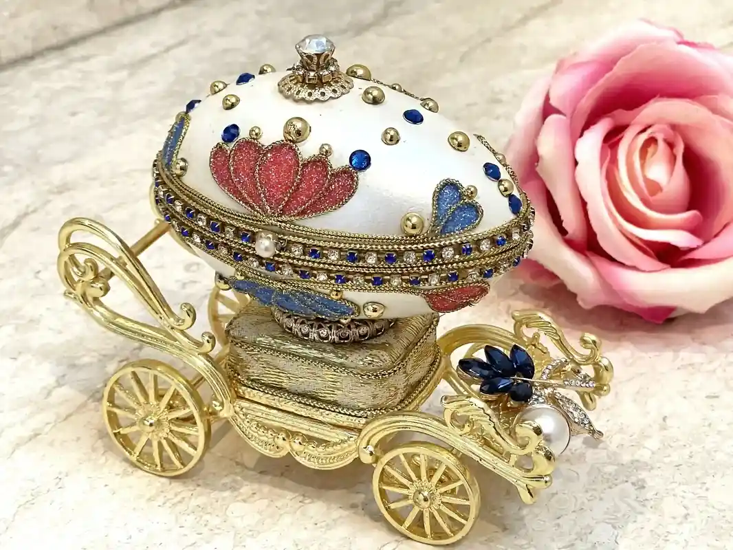 1994 One of A KIND Pearl Clam Imperial Faberge-Style Egg MUSIC Box 30th Wedding Anniversary gift for wife Faberge style Egg Mother New Beginnings 