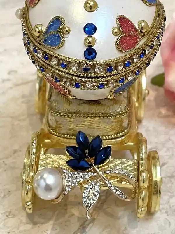 1994 One of A KIND Pearl Clam Imperial Faberge-Style Egg MUSIC Box 30th Wedding Anniversary gift for wife Faberge style Egg Mother New Beginnings 
