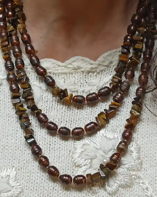 Genuine Freshwater Pearl Necklace/Long Pearl Necklace/Brown Freshwater Pearl Jewellery AAA Chocolate/ Classic Pearl Necklace Gifts for women 