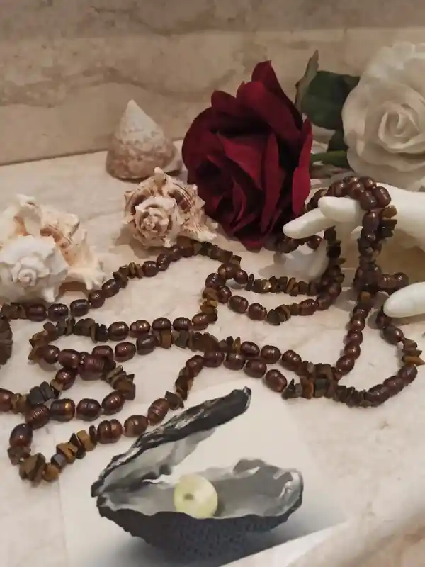 Genuine Freshwater Pearl Necklace/Long Pearl Necklace/Brown Freshwater Pearl Jewellery AAA Chocolate/ Classic Pearl Necklace Gifts for women 