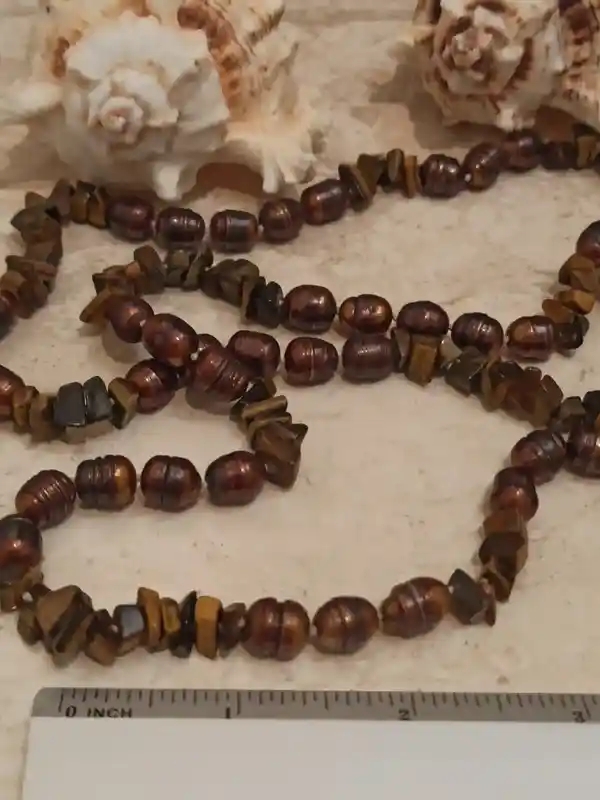 Genuine Freshwater Pearl Necklace/Long Pearl Necklace/Brown Freshwater Pearl Jewellery AAA Chocolate/ Classic Pearl Necklace Gifts for women 