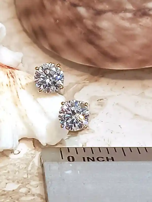 2ct, Diamond Stud Earrings, SOLID 18K GOLD Earrings, Wedding Stud Earrings for Bride, Yellow Gold Diamond Stud Earrings, Valentine Wife Gift 