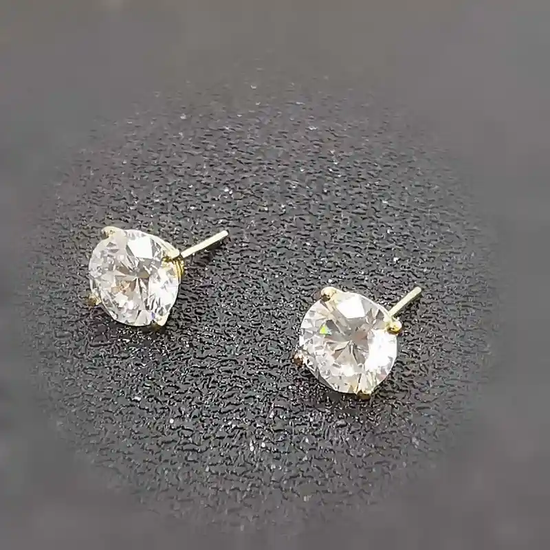 2ct, Diamond Stud Earrings, SOLID 18K GOLD Earrings, Wedding Stud Earrings for Bride, Yellow Gold Diamond Stud Earrings, Valentine Wife Gift 