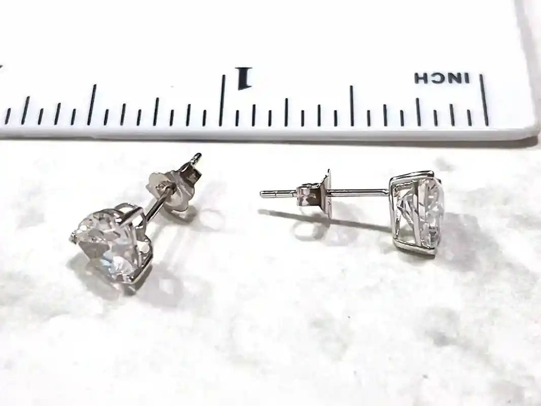 6.5mm Heart Solitaire Diamond Earrings SOLID 18K White Gold Earrings 2 ct Diamond Solitaire Diamond Studs Gift for her Heart Diamond Jewelry 
