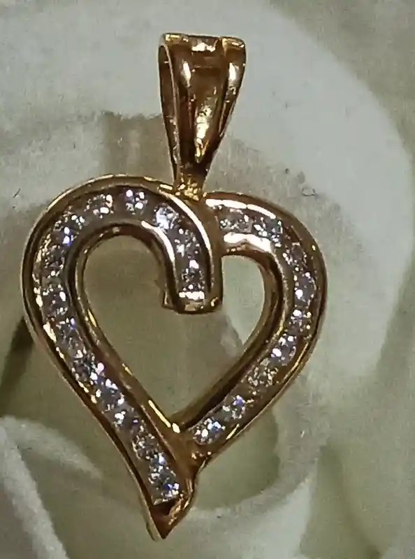 18K GOLD Heart Pendant Real DIAMONDS/Anniversary Gift Heart Diamond Pendant/Solid Gold Pendant Gift for Her Authentic Diamond .30ct Handmade 