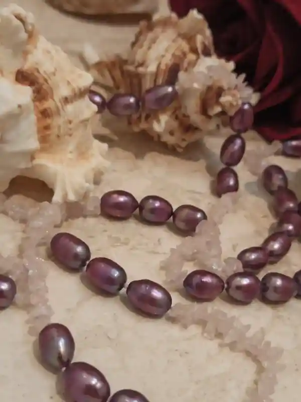 Purple Freshwater Pearl Necklace HAND-KNOTTED/Freshwater Pearl Necklace /Beach Wedding Pearl Jewelry for bride/Natural Pearl Necklace Gift 