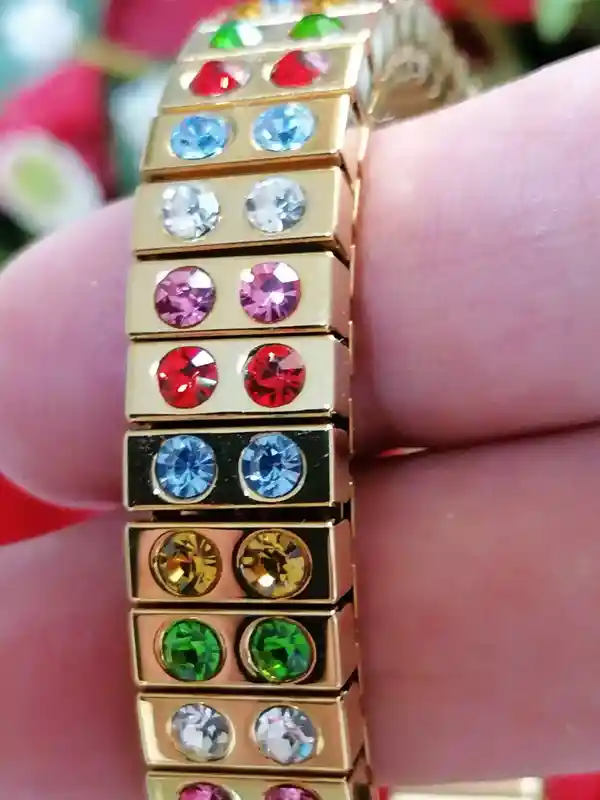 Rainbow Bracelet SWAROVSKI Crystal 24kt GOLD Gift/Stretchy Stacking bracelet Multi colored FANCY Jewelry Gold Gemstone Bracelet bangle gifts 