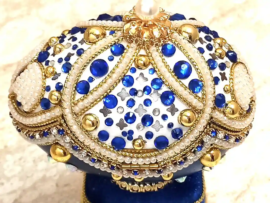 RARE-Limited Edition-Faberge Egg- Faberge Easter Egg-Faberge Style Egg-Faberge egg Trinket Box-Faberge Egg Music Box-24k GOLD-Sapphire Gift 
