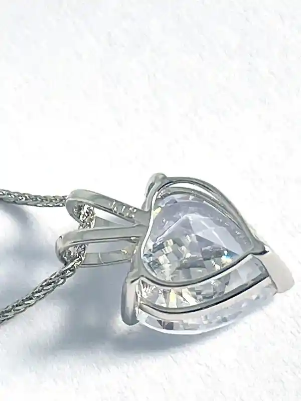 18k White Gold Heart Necklace Heart Shaped DIAMOND Solitaire 18k Solid Gold Pendant Heart Shaped Jewelry Mothers day Handmade Jewelry 1.5ct 