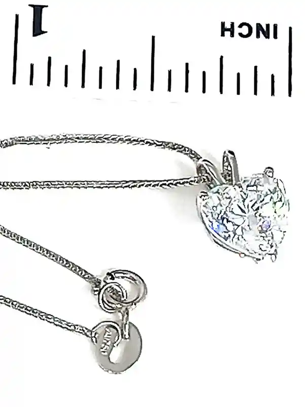 18k White Gold Heart Necklace Heart Shaped DIAMOND Solitaire 18k Solid Gold Pendant Heart Shaped Jewelry Mothers day Handmade Jewelry 1.5ct 
