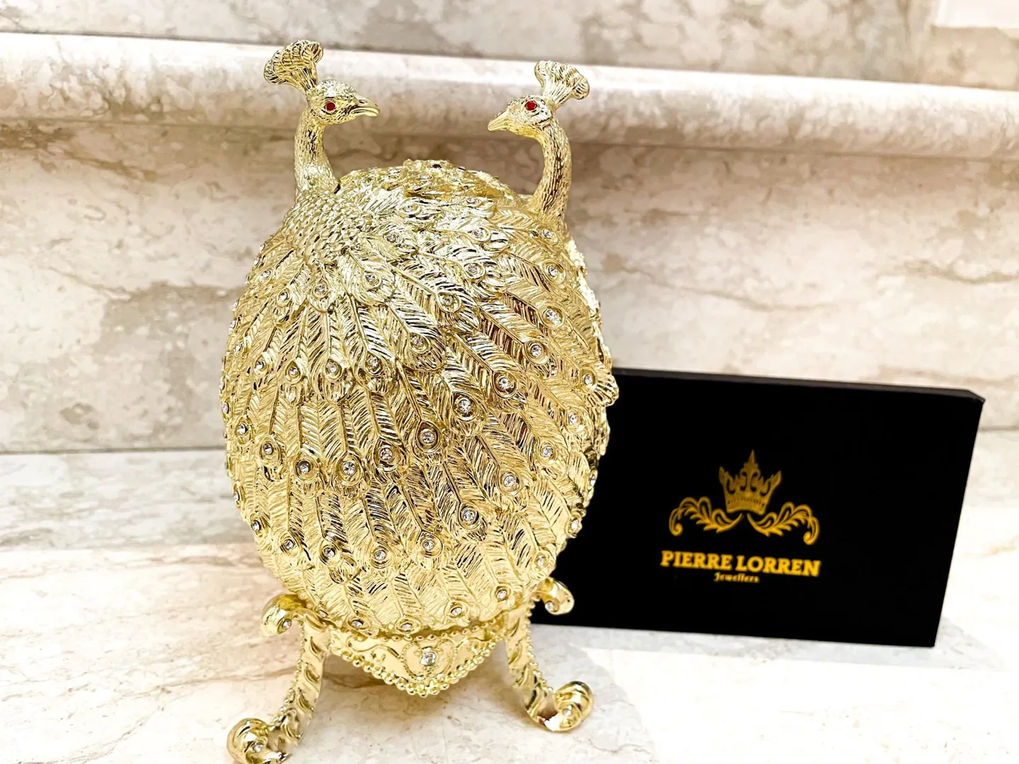 Designer Faberge Style Egg Pure Gold Faberge Egg Decorative Boxes & Gold Bracelet Swarovski Handmade Gift for Women