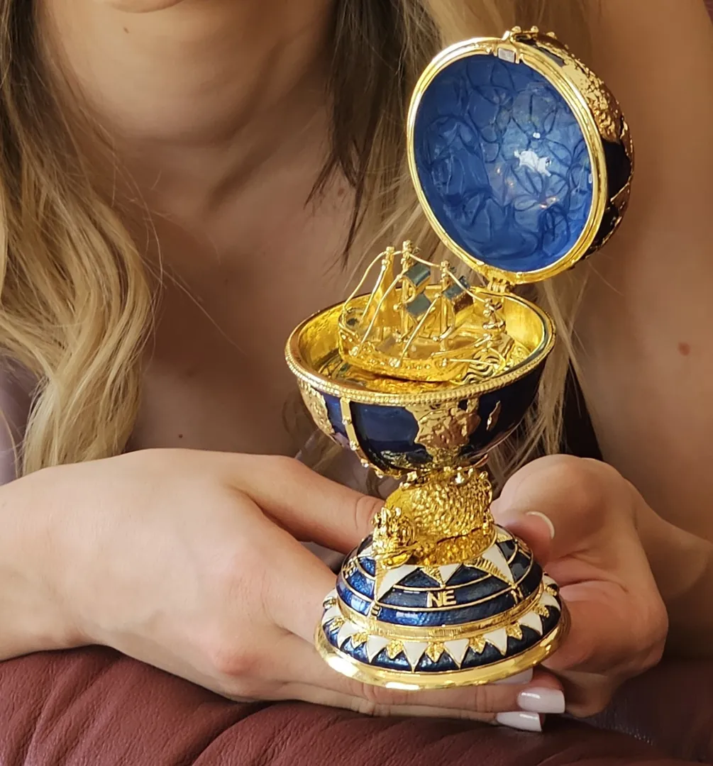 Amethyst Pure Gold Faberge Egg Style Photo Frame Faberge Easter Eggs Austrian Crystals Handmade Fabergé by Pierre Lorren