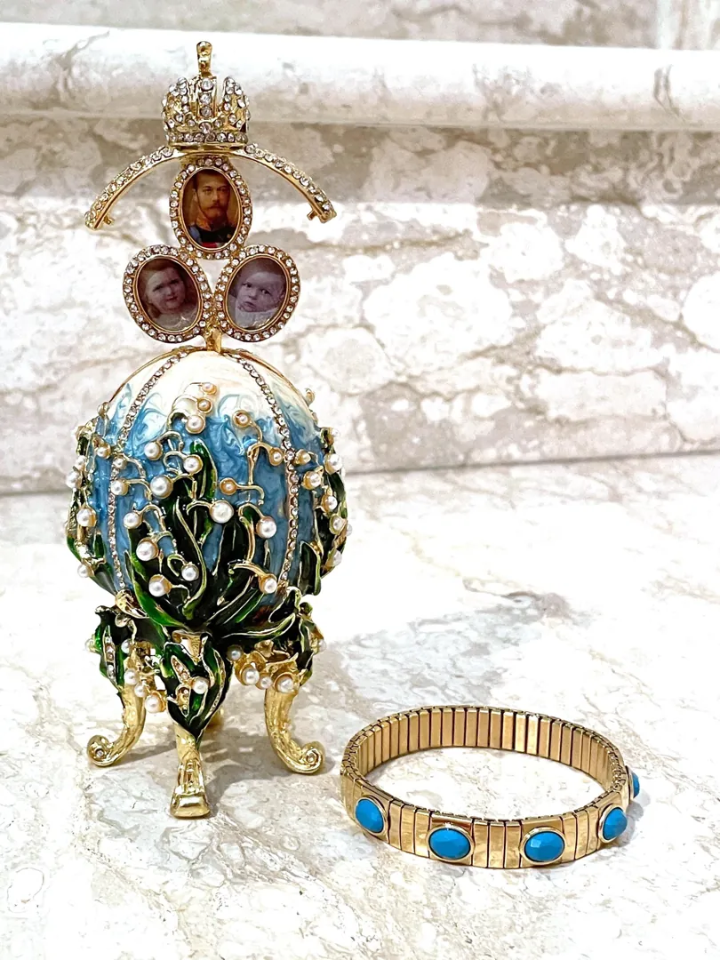 Pure Gold Faberge Egg Style Photo Frame Faberge Easter Eggs Austrian Crystals Handmade Fabergé by Pierre Lorren