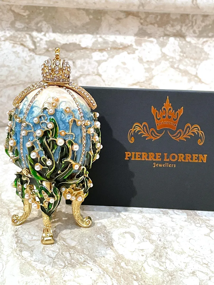 2014 Valentine's Day Trinket Box Faberge Egg Gold Faberge Necklace Faberge Egg Jewelry Set Valentine's Day Gift for Her 10th Anniversary Gift