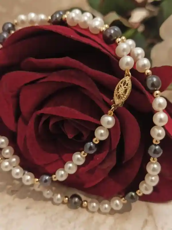 Akoya Pearl Necklace AAA/Unique Pearl Necklace/18Kt GOLD Pearl Necklace TAHITIAN & Akoya for women/Hand Knot Necklace Pearl Evening Jewelry 