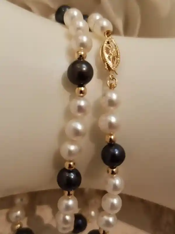 Akoya Pearl Necklace AAA/Unique Pearl Necklace/18Kt GOLD Pearl Necklace TAHITIAN & Akoya for women/Hand Knot Necklace Pearl Evening Jewelry 
