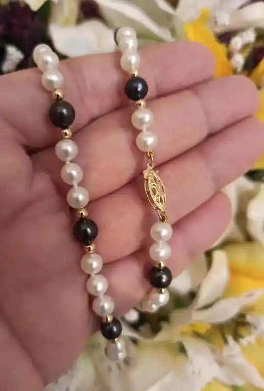 Akoya Pearl Necklace AAA/Unique Pearl Necklace/18Kt GOLD Pearl Necklace TAHITIAN & Akoya for women/Hand Knot Necklace Pearl Evening Jewelry 