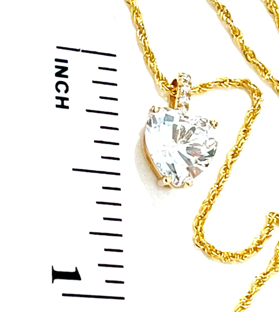 Solid 18k Gold Heart Pendant Diamond Pendant Yellow Gold Heart Necklace Diamond Necklace for Women Anniversary Birthday Gift for Her 1.75 Carat