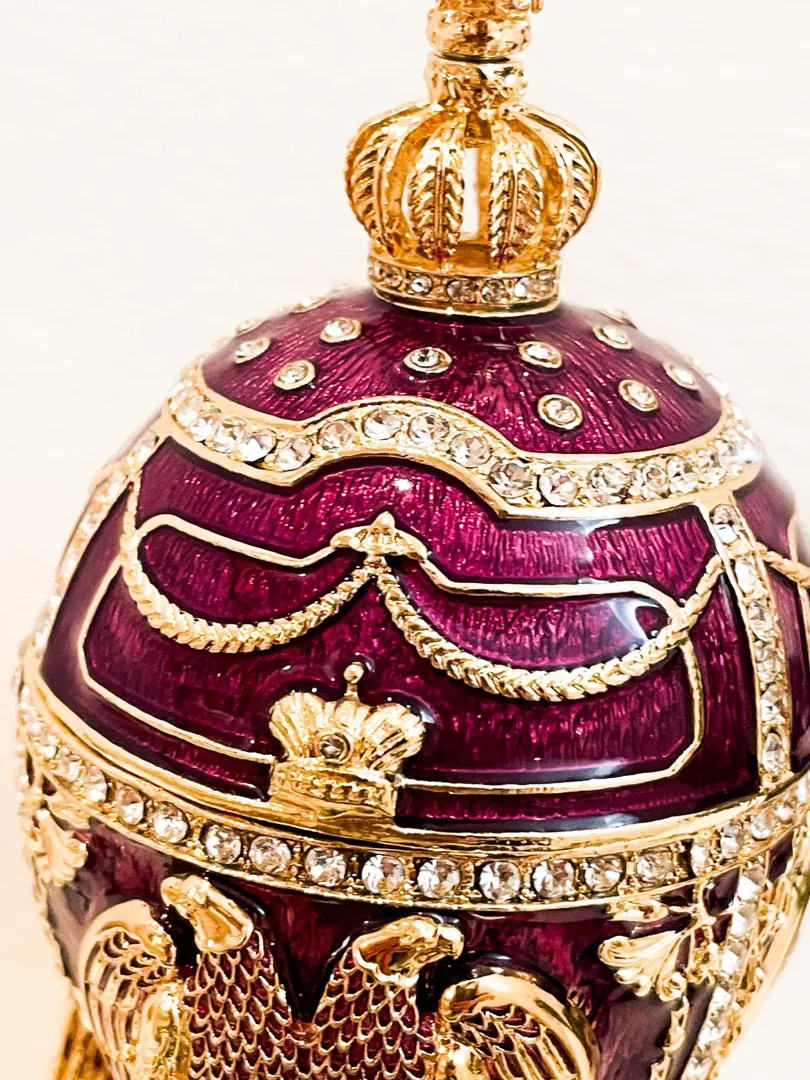 Limited Edition Musical Amethyst Faberge Egg Pure Gold Decor Swarovski Crystal Diamond Faberge Style Egg Graduation Anniversary Birthday Gift