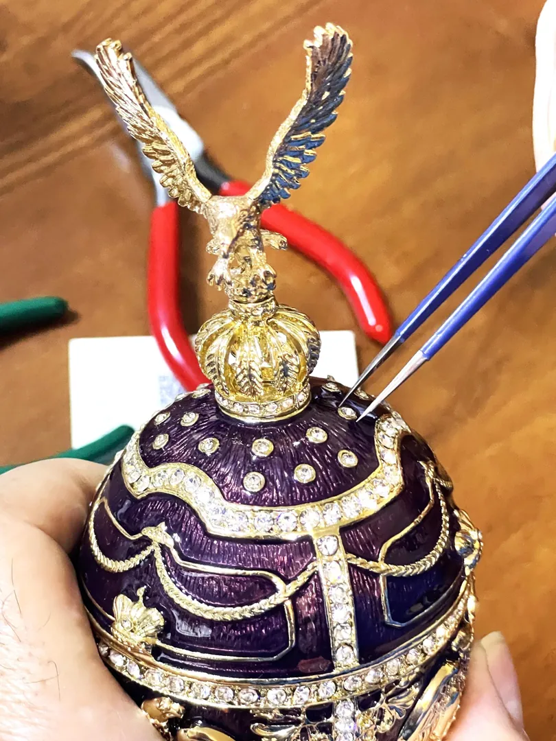 Limited Edition Musical Amethyst Faberge Egg Pure Gold Decor Swarovski Crystal Diamond Faberge Style Egg Graduation Anniversary Birthday Gift