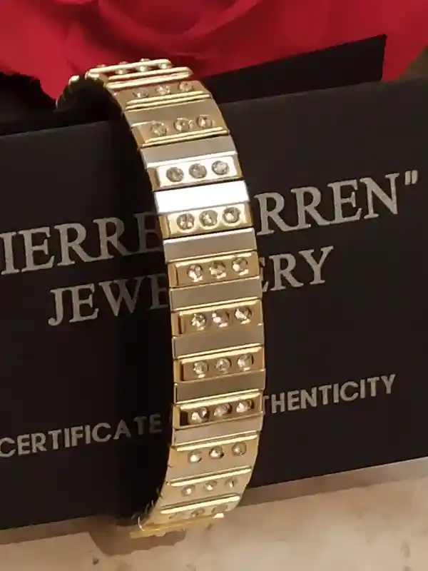 Formal Jewelry UNIQUE Gift 24k Gold Bracelet for women 1.75ct HANDMADE 87 Swarovski Crystal Diamond Gem 1