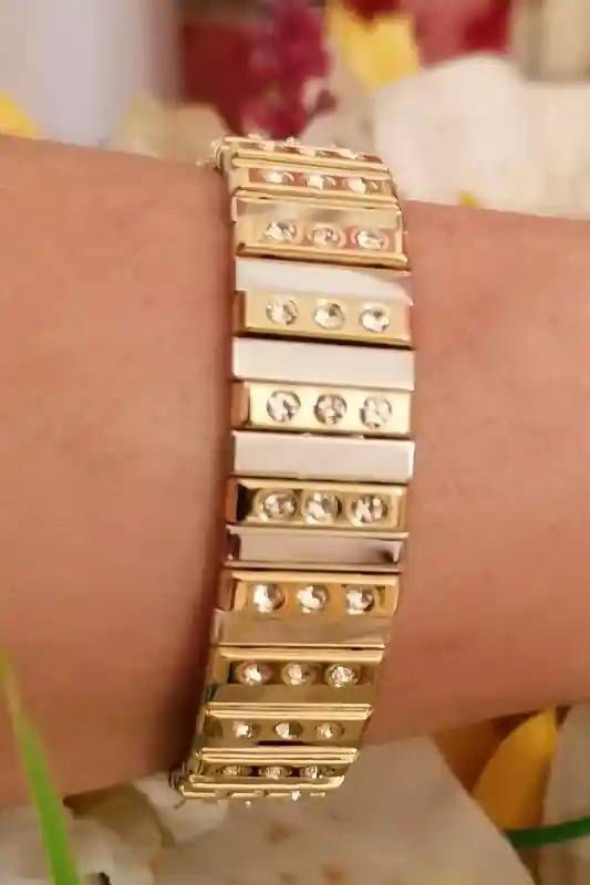 Formal Jewelry UNIQUE Gift 24k Gold Bracelet for women 1.75ct HANDMADE 87 Swarovski Crystal Diamond Gem 1