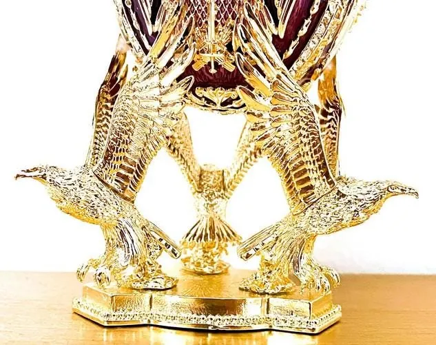 Pierre Lorren Fabergé Egg Amethyst Fabergé Style Egg Music Box Fabergé Trinket Box Fabergé Pure Gold Decoration Graduation Wisdom Purple Men Gifts