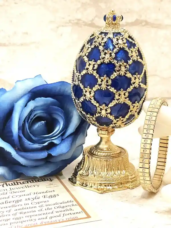 Pierre Lorren Faberge-Style Egg St Petersburg Faberge style egg Home Decor Pure Gold Decor Swarovski Crystal Diamond Handset Birthday Anniversary 