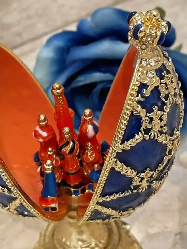 Pierre Lorren Faberge-Style Egg St Petersburg Faberge style egg Home Decor Pure Gold Decor Swarovski Crystal Diamond Handset Birthday Anniversary 