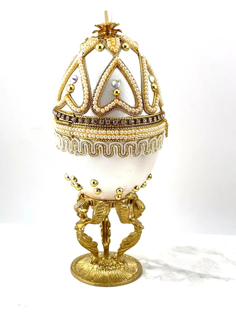 2004 Angel Fabergé Style Eggs Fabergé Egg & Fabergé Pendant Fabergé Egg Music New Mom Baptism Christening Communion Christianity GOLD decor