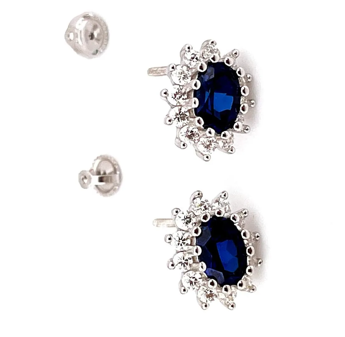 2.4ct Certified Natural Sapphire Diamond Earrings Sapphire Studs Diamond Sapphire Earrings 2ct Designer Stud Jewelry 18k Gold Handmade Gift