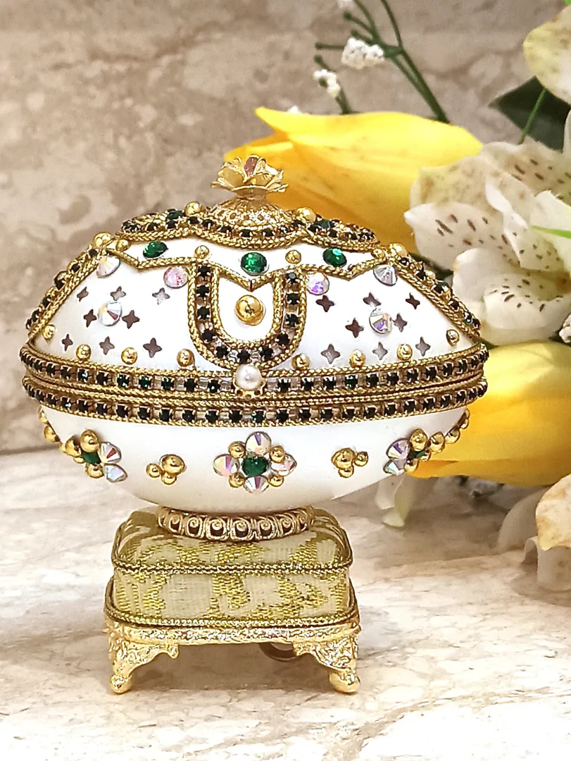 Purple Peacock Fabergé Egg • Swarovski • 24K Gold • Handmade Pierre Lorren