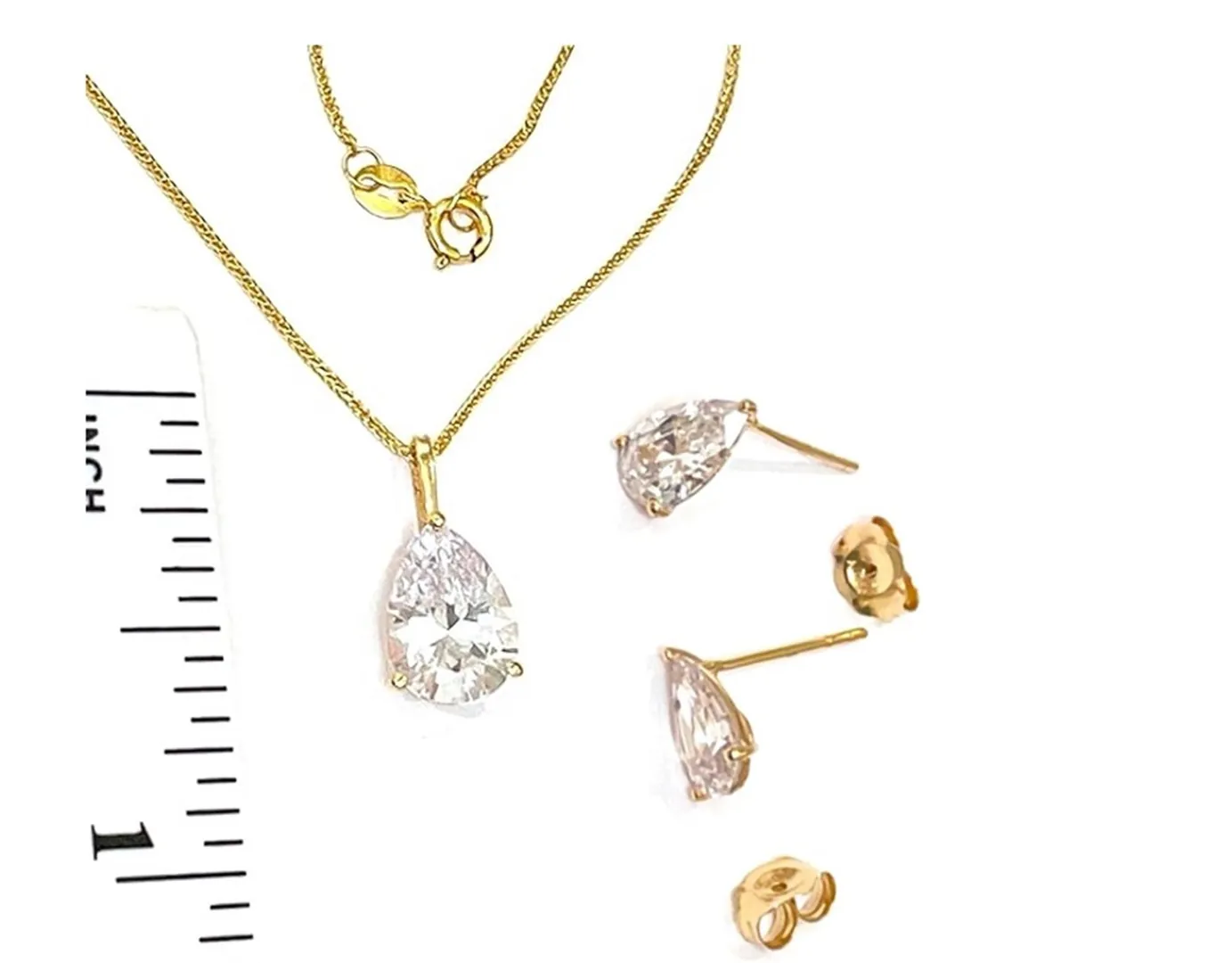 3ctw Diamond Tear Drop Pendant Diamond Teardrop Earrings Solid 18k Gold Diamond Jewelry Set Pear Diamond Wedding Anniversary Gift for Her