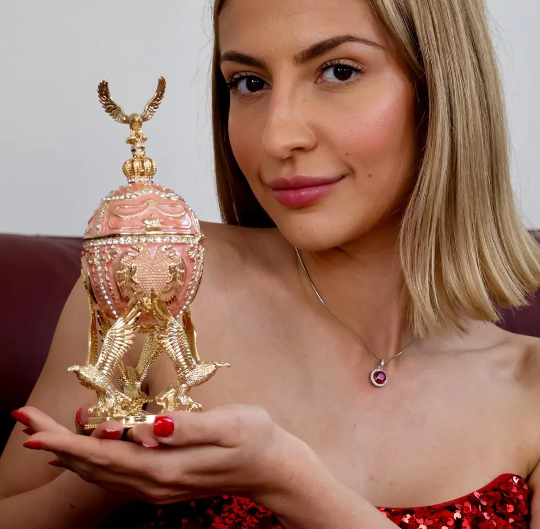 1992 Faberge Egg Style Natural Egg - Fabergé Egg Clock - One-of-a-Kind Vintage Faberge Trinket Box - 24K Gold - Father’s Day Gift
