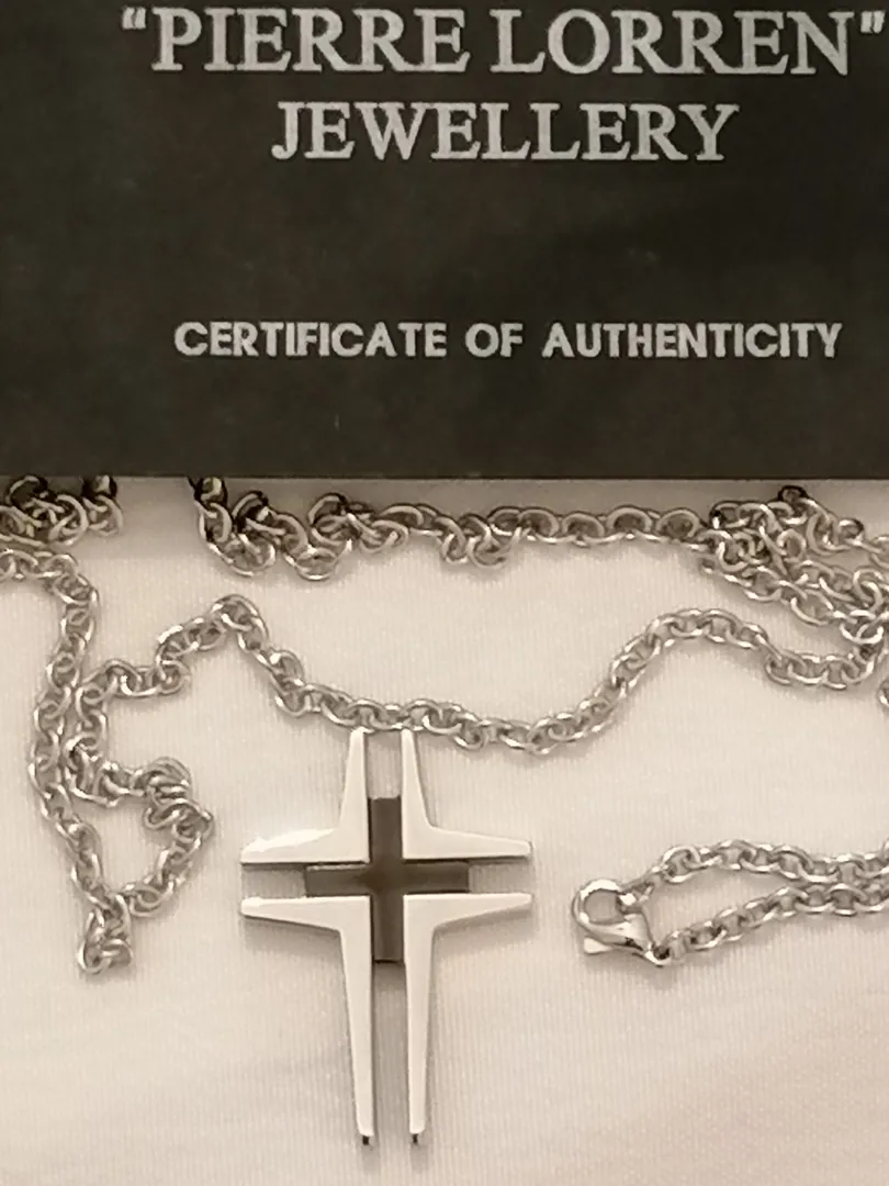 Cross necklace pendant for men, onyx cross chain necklace gift for him, surgical stainless steel Christian cross for Godson, handmade jewelry.