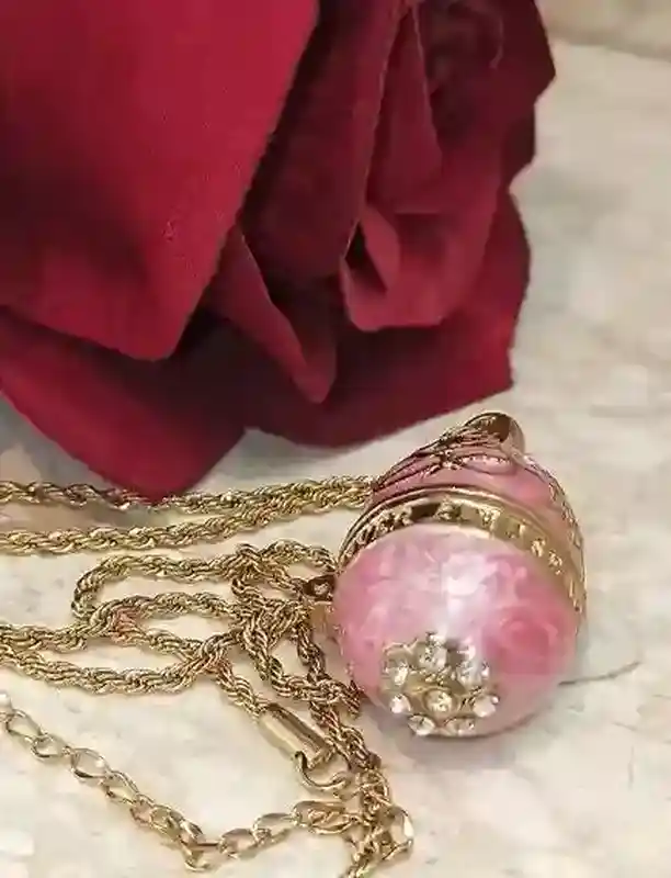 Luxurious 18th birthday Gift for Granddaughter 2005 PINK Faberge-Style Egg Music Box & Faberge-Style Egg Style NECKLACE BALLET Gift for Ballerina Ballet 
