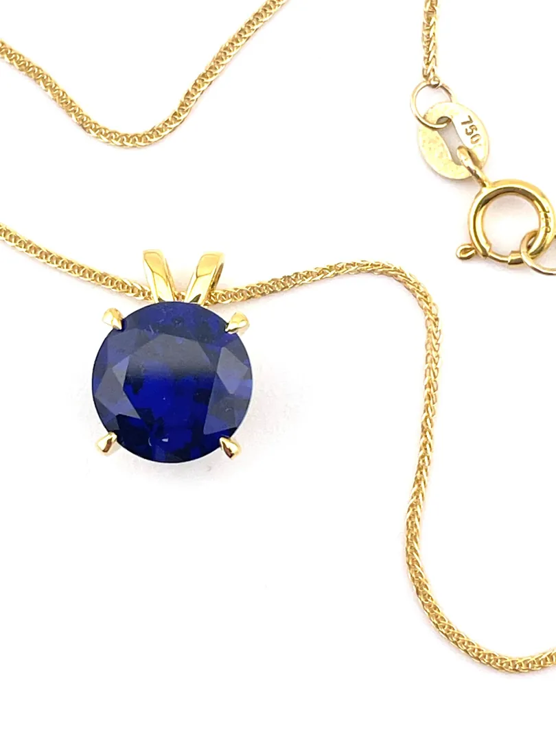 2 carat Certified NATURAL Sapphire Pendant Necklace Solitaire SOLID 18k Gold Sapphire Jewelry Fine Jewelry Birthday gift for her